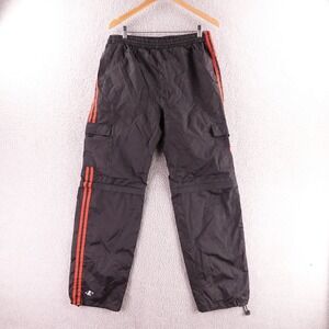 Logo Athletic Detroit Red Wings Mens Black‎ Nylon Cargo Track Pants Vintage Med